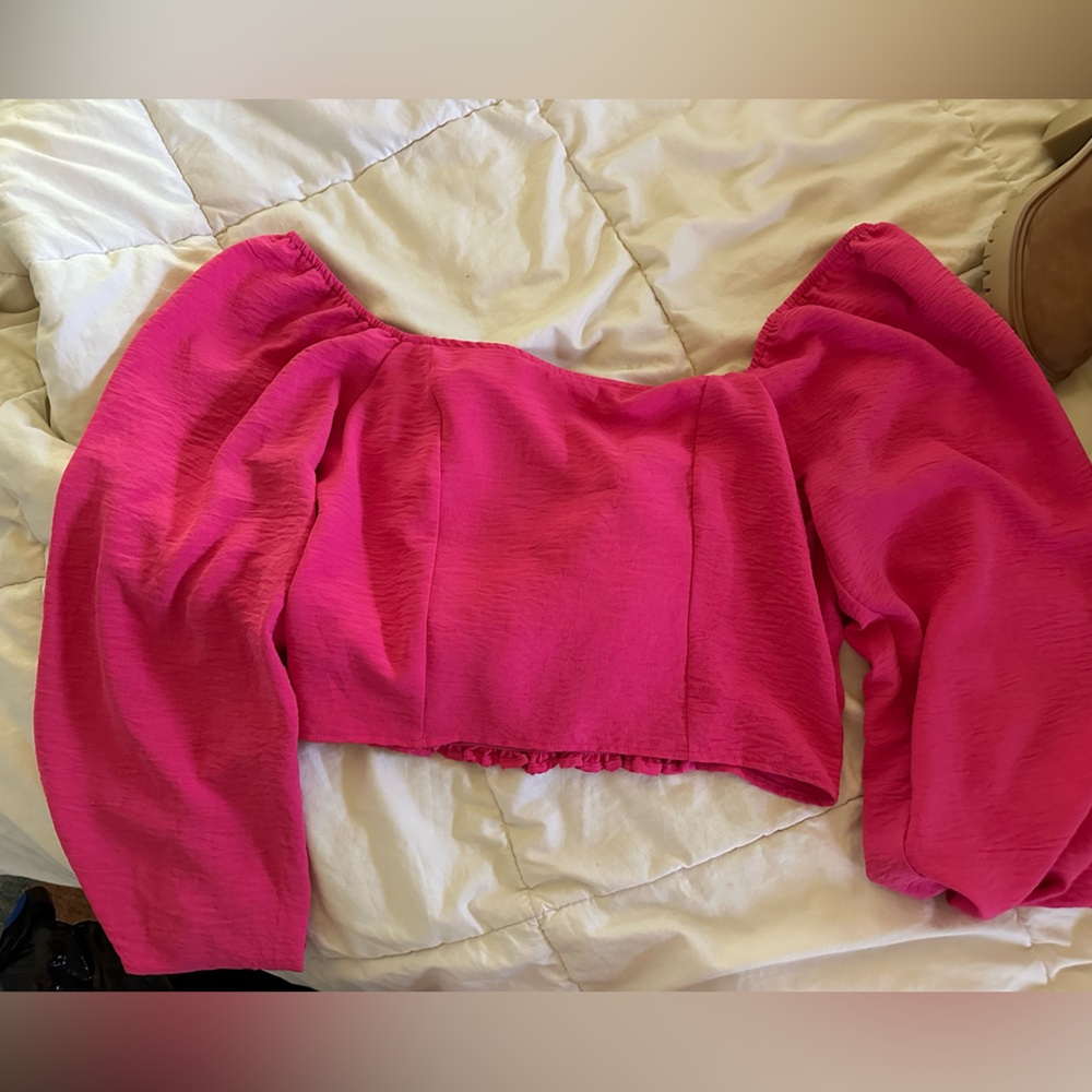 Altar'd State Vibrant Pink Off-Shoulder Crop Top